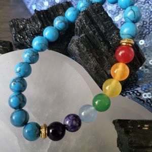 Handmade chakra turquoise bracelet